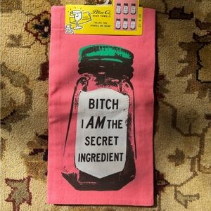 Blue Q Pink Dish Towel with Bold Jar Design